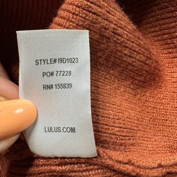 Lulus Modena Rust Brown Knit Dolman Sleeve Bodycon Sweater Dress M - Picture 8 of 8